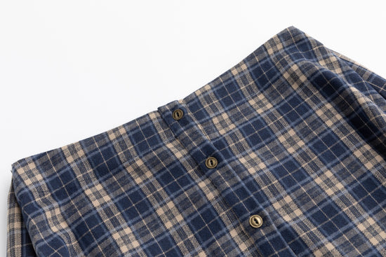 Plaid Tie Skirt - Blue