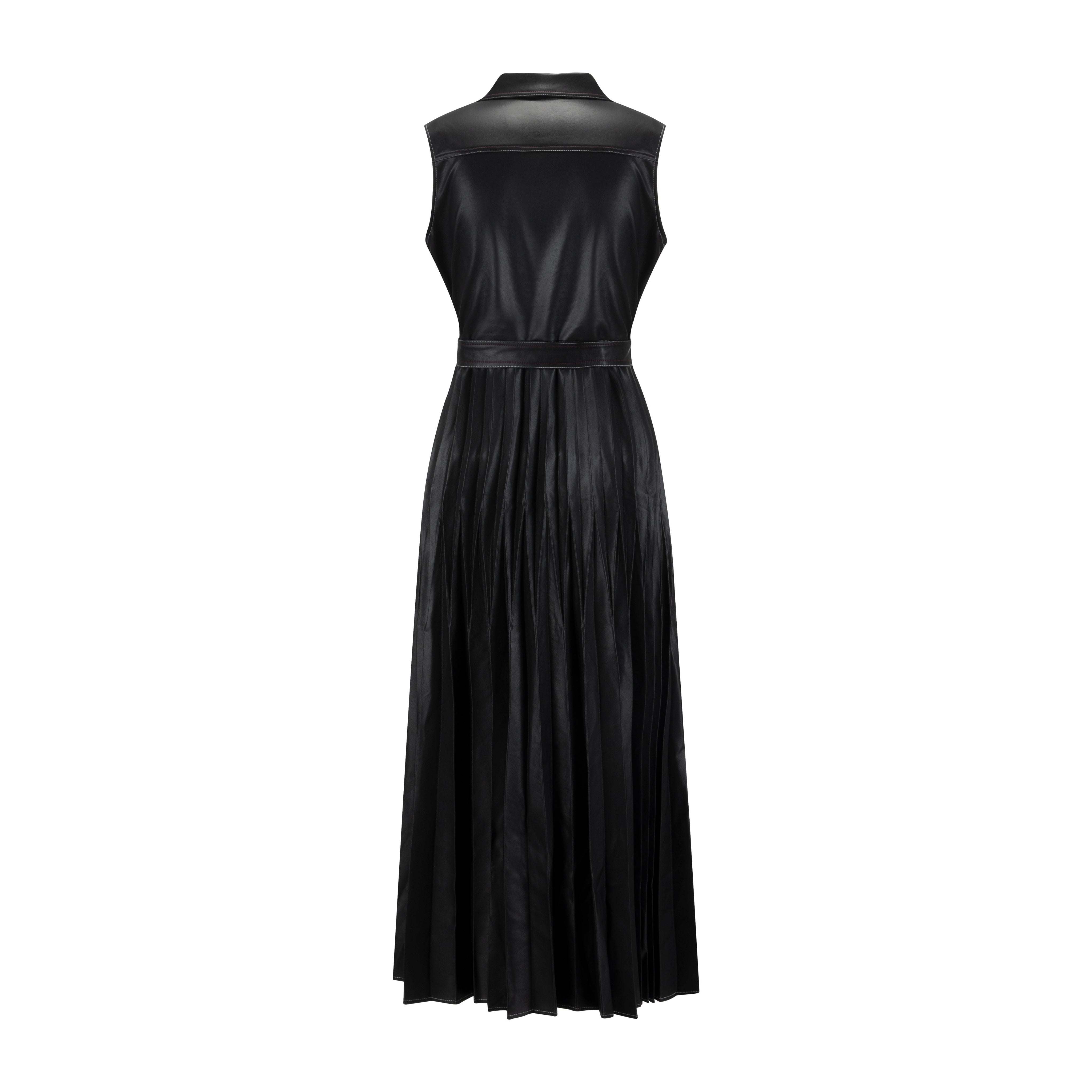 Pleated Leather Jumper - Black