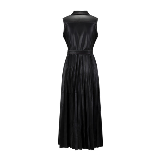 Pleated Leather Jumper - Black