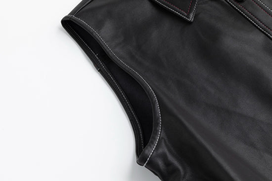 Pleated Leather Jumper - Black