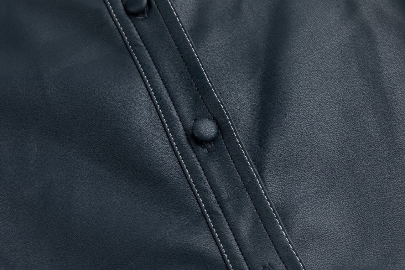 Pleated Leather Jumper - Blue