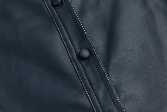 Pleated Leather Jumper - Blue