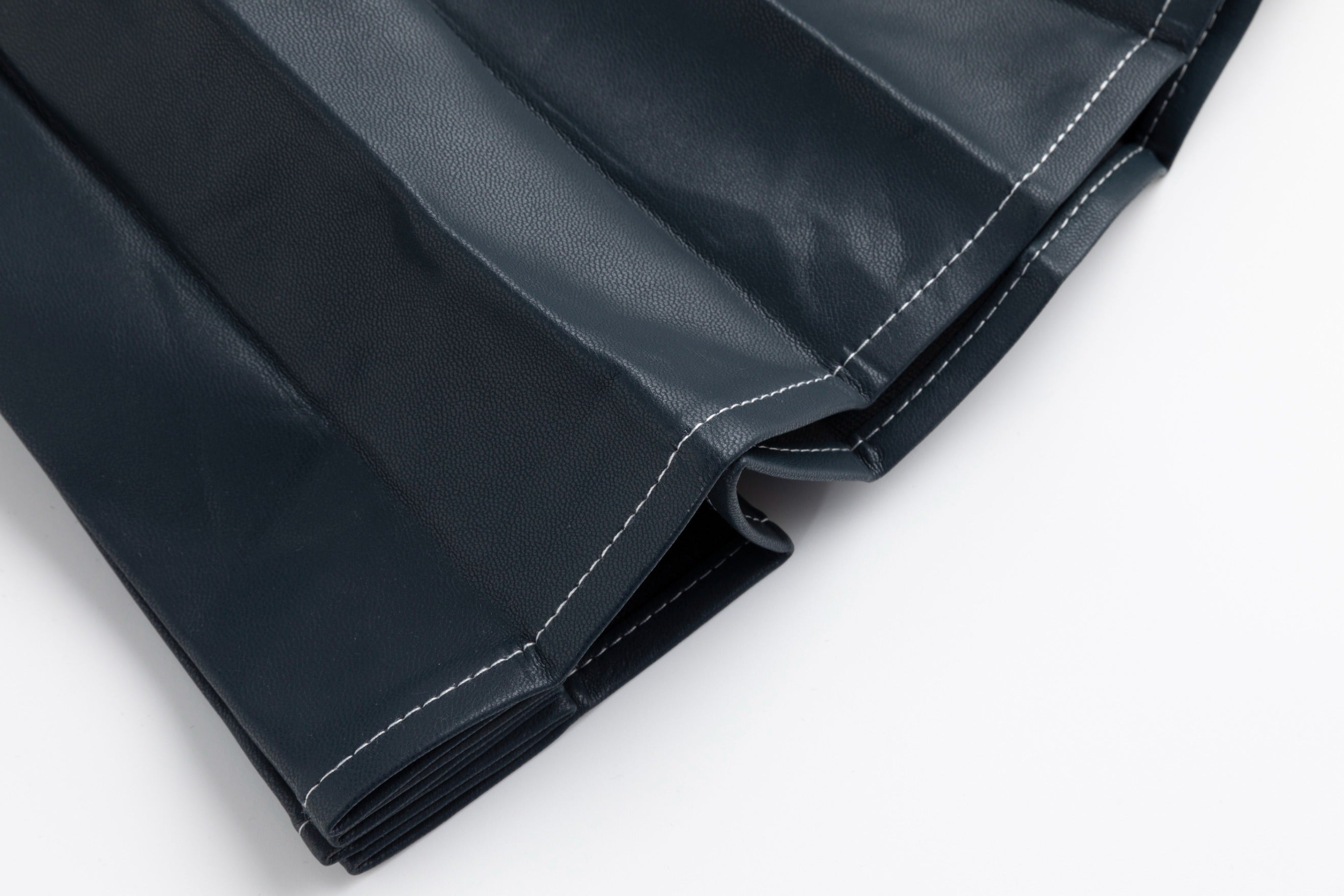 Pleated Leather Jumper - Blue