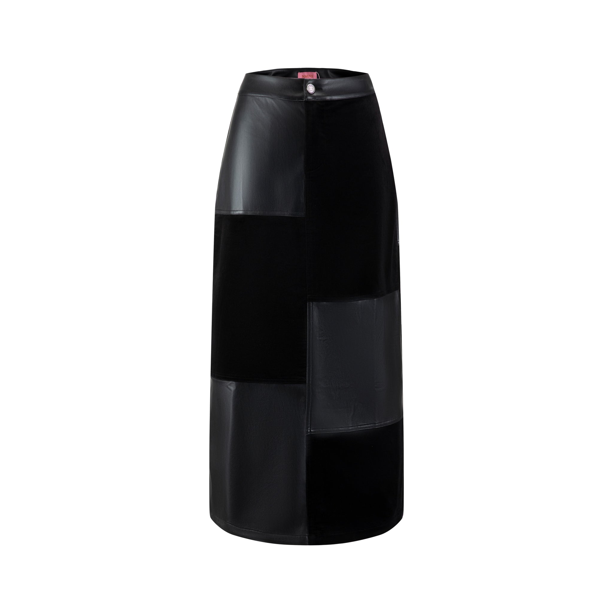 Leather And Suede Patched Skirt