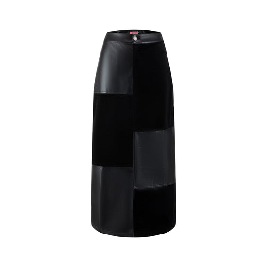 Leather And Suede Patched Skirt