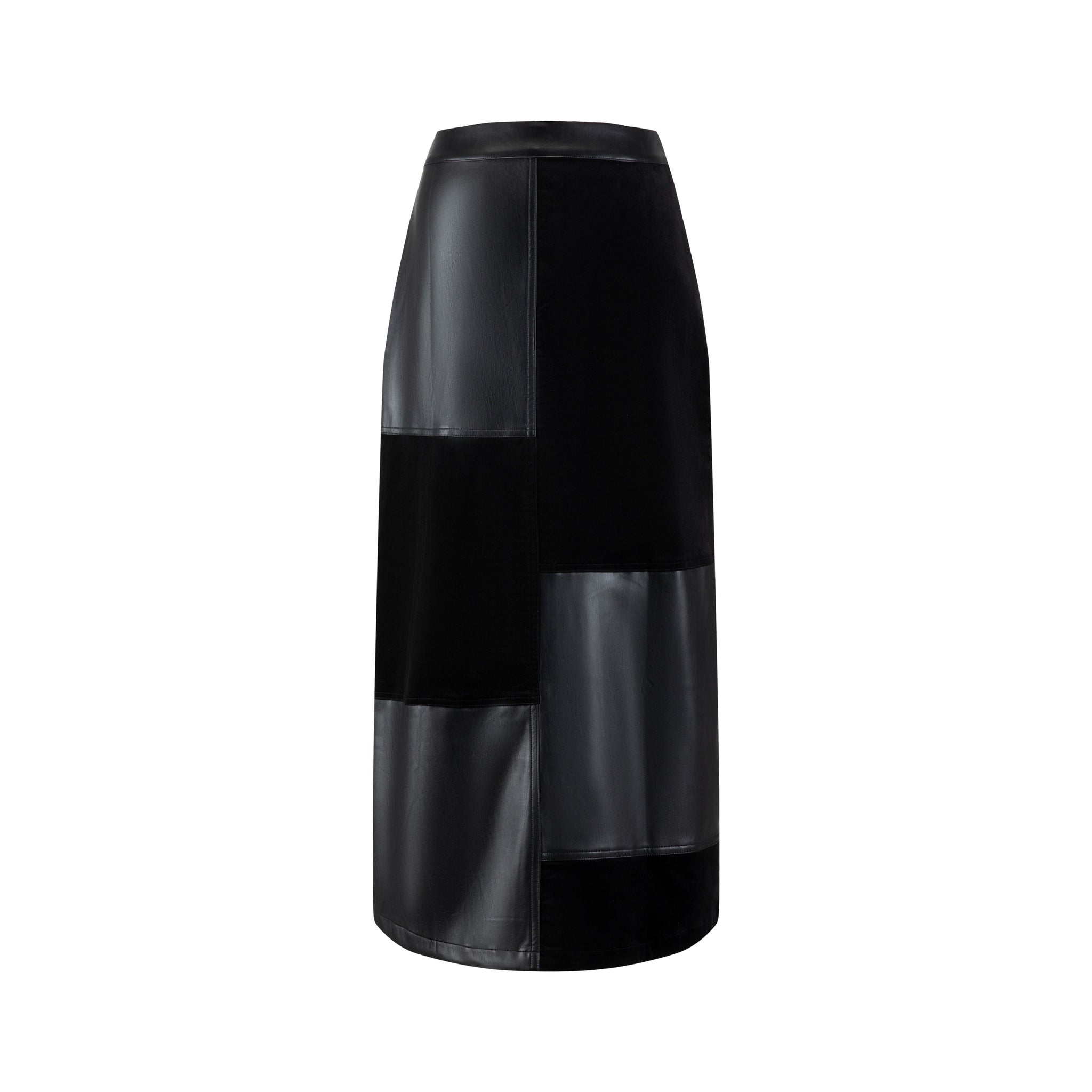 Leather And Suede Patched Skirt