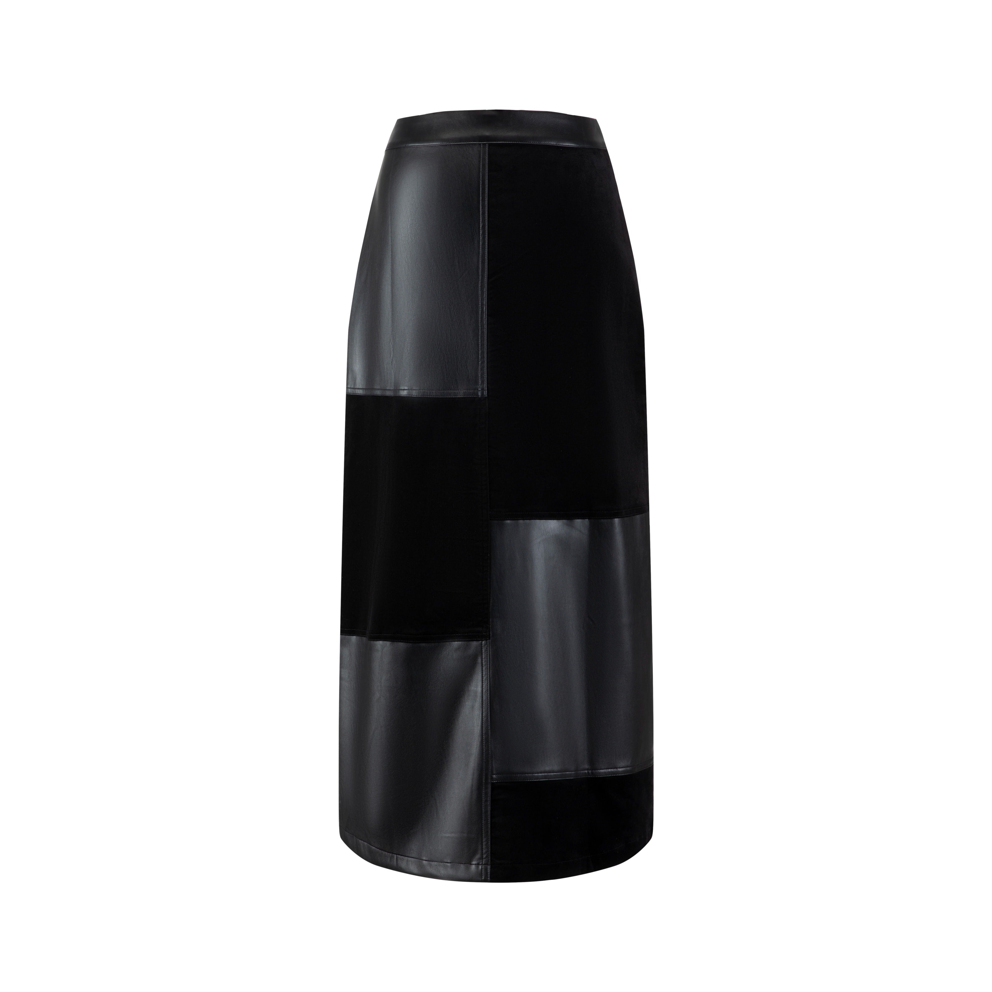 Leather And Suede Patched Skirt