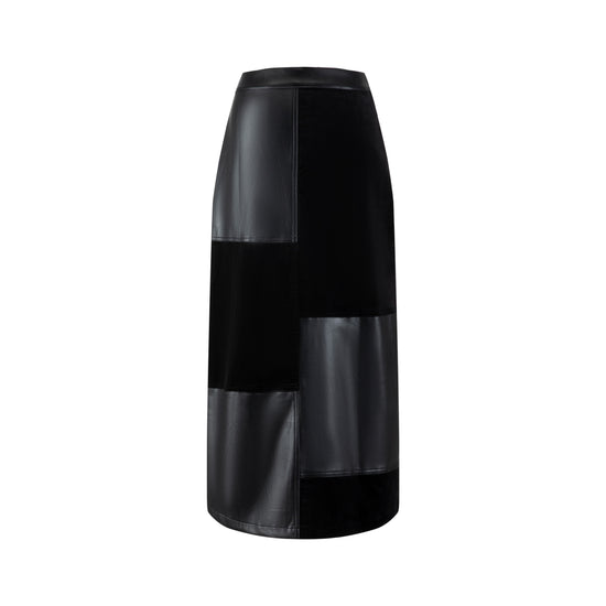 Leather And Suede Patched Skirt
