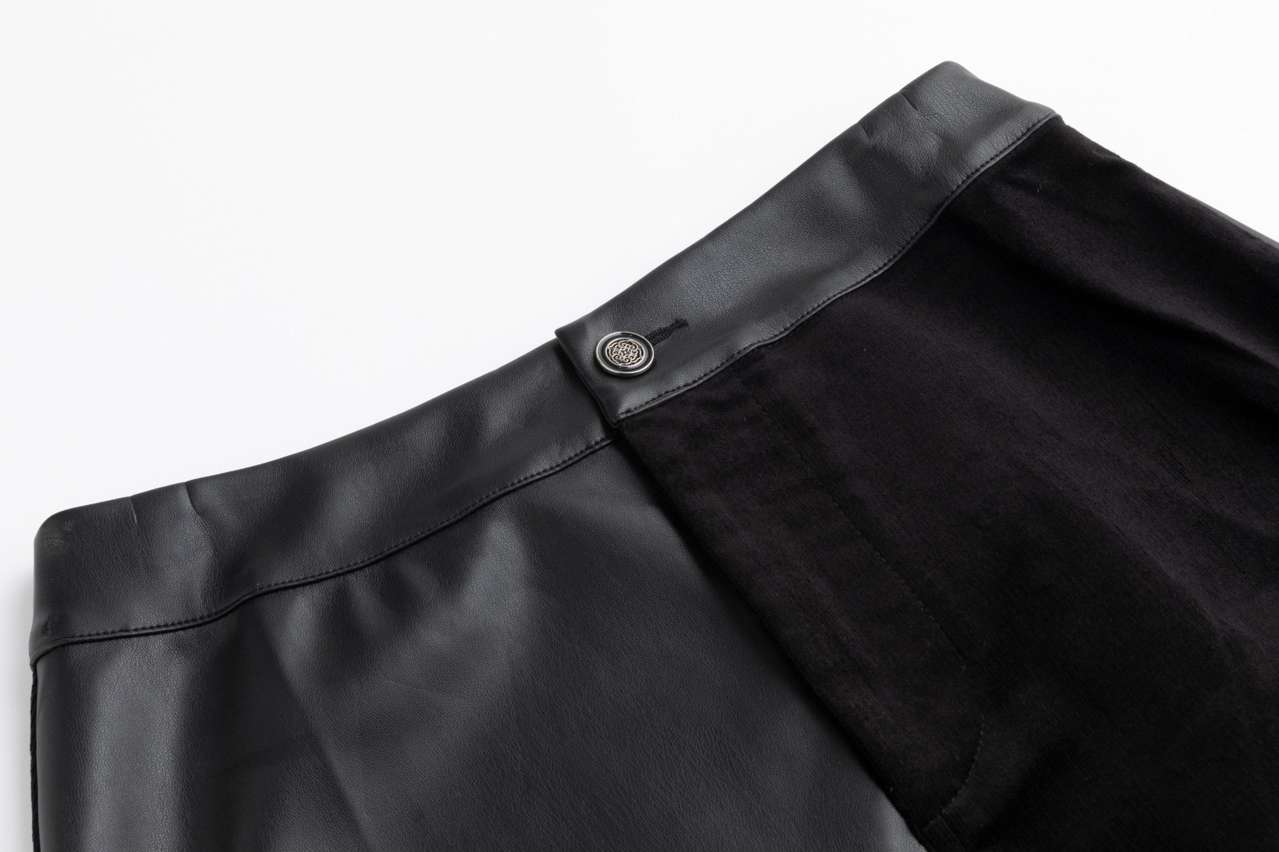 Leather And Suede Patched Skirt