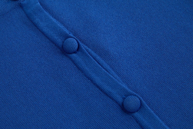 Blue And Green Printed Dress With Blue Cardigan