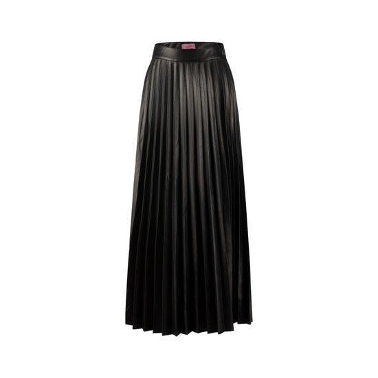 Gold Pleated Leather Skirt