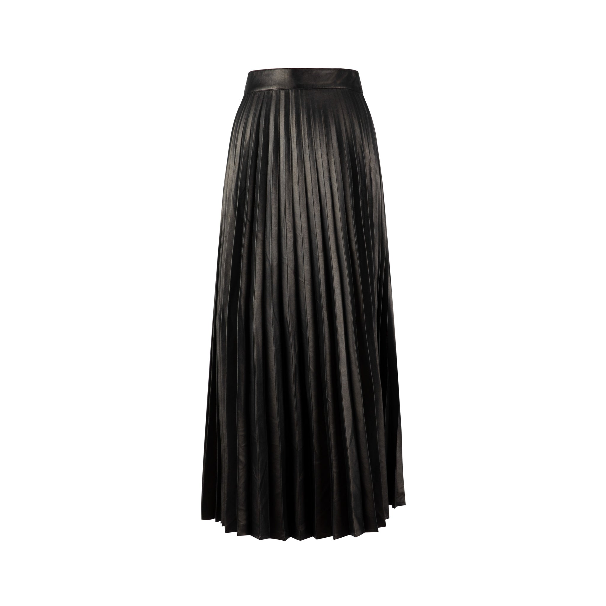 Gold Pleated Leather Skirt