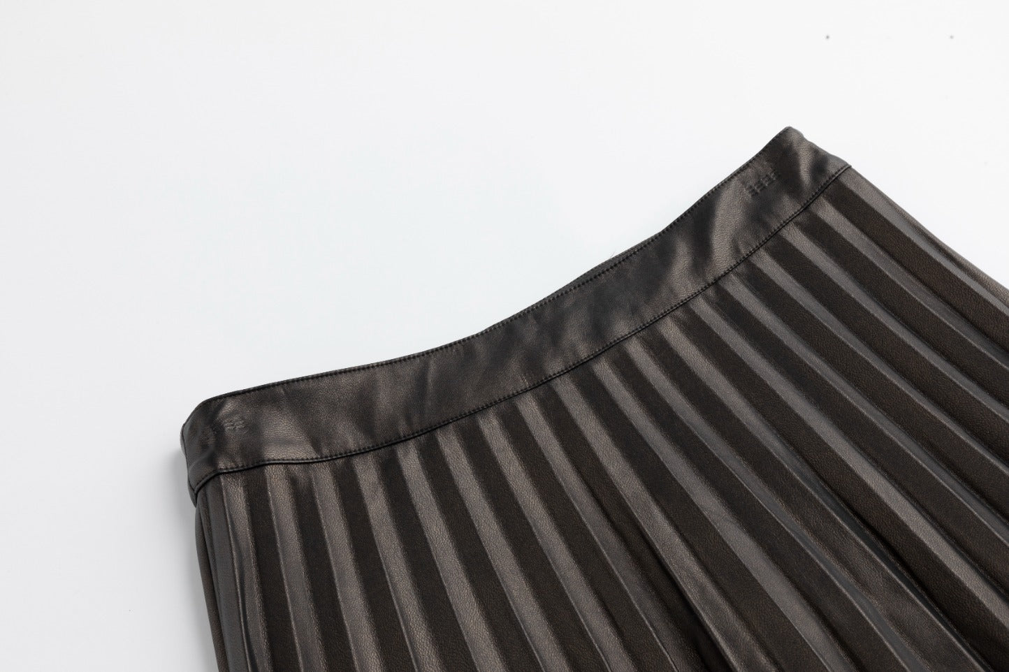 Gold Pleated Leather Skirt