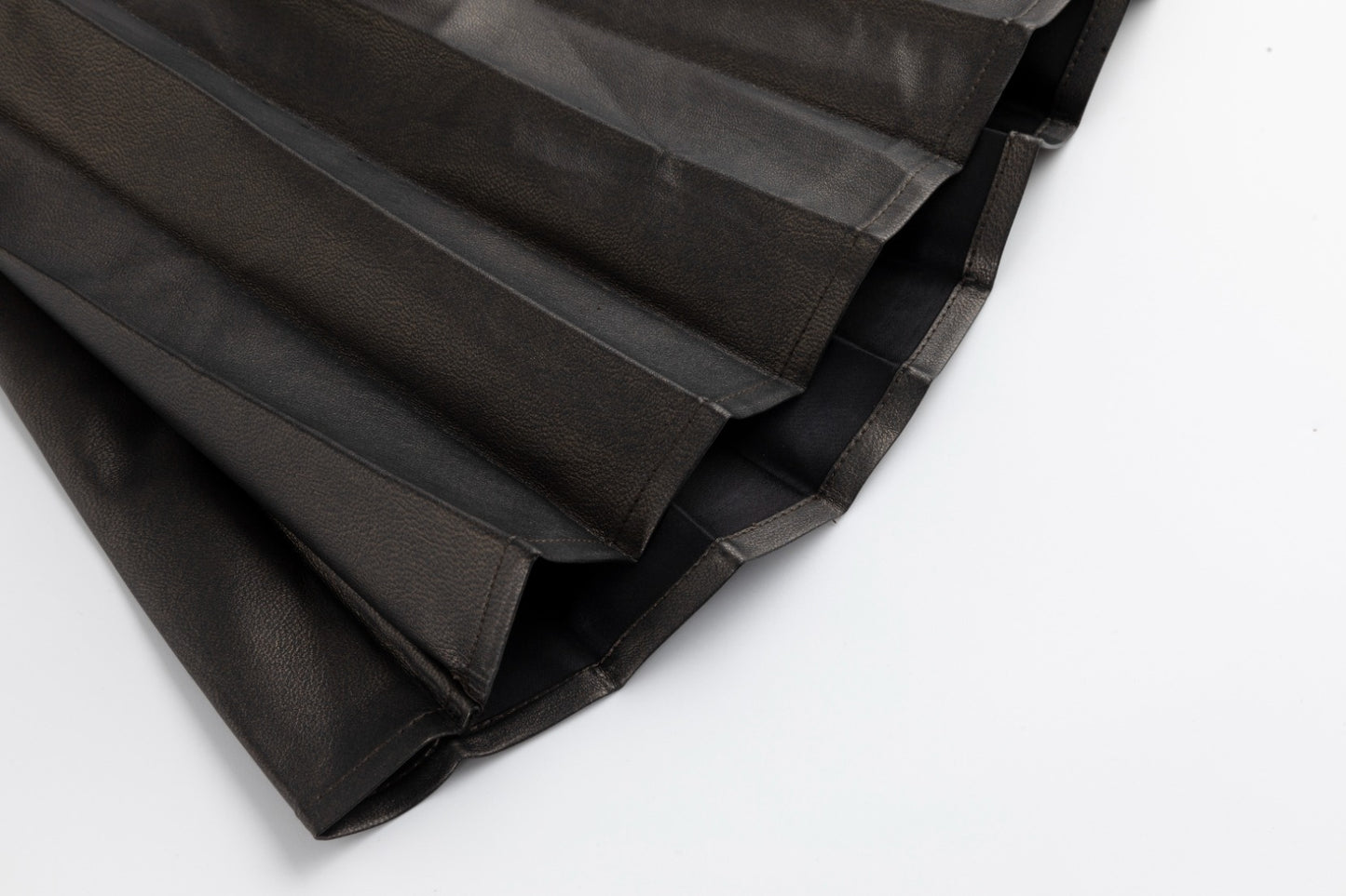 Gold Pleated Leather Skirt