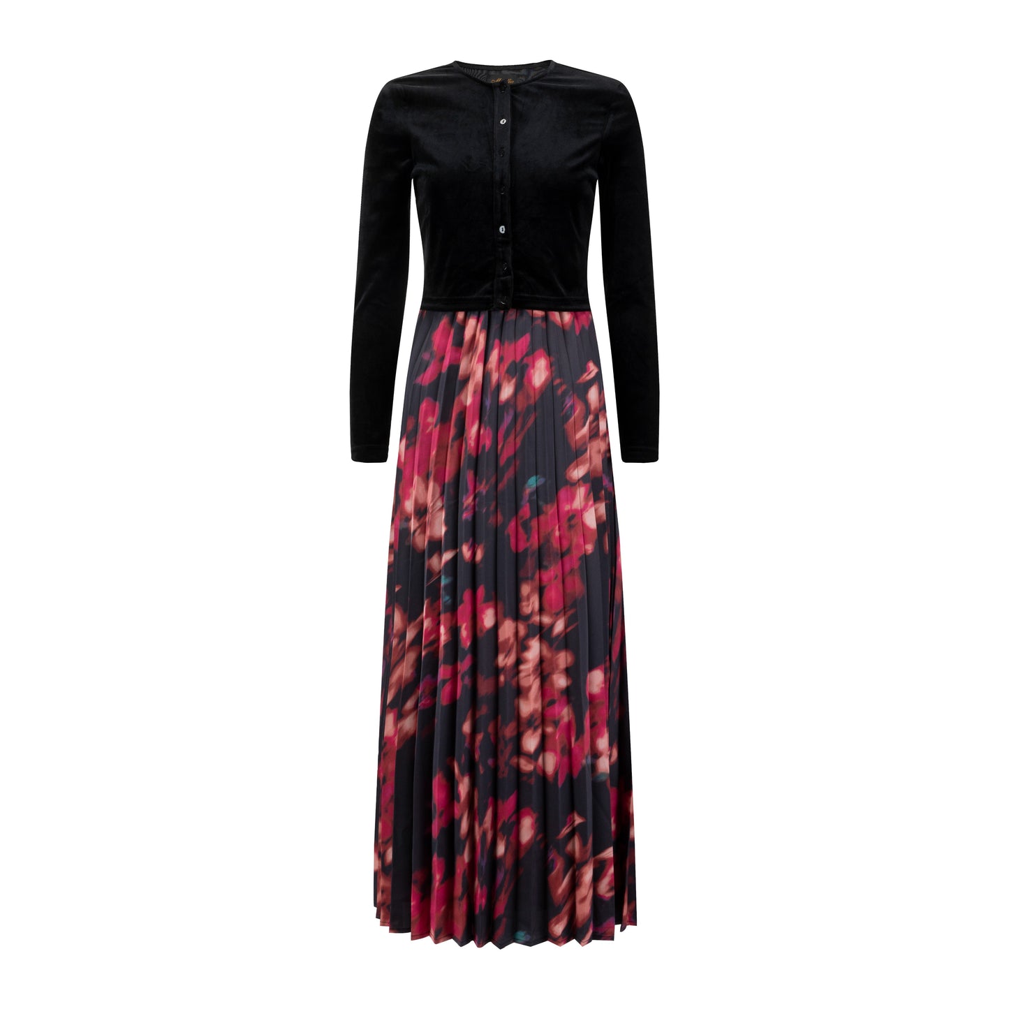 Pink Floral Pleated Dress