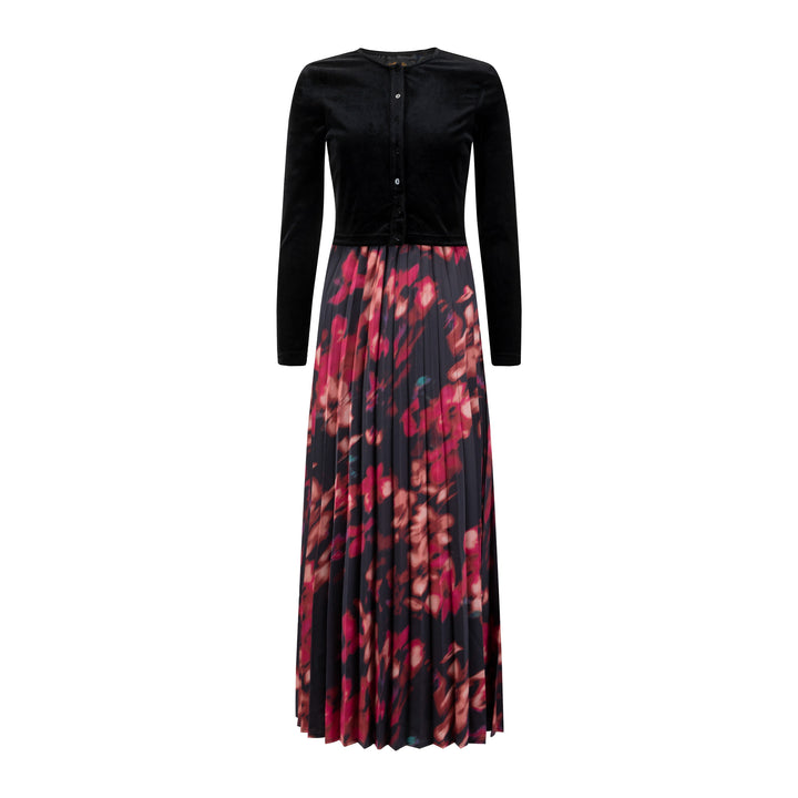 Pink Floral Pleated Dress