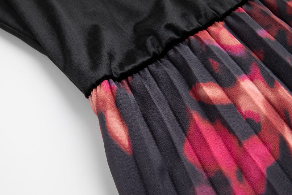 Pink Floral Pleated Dress