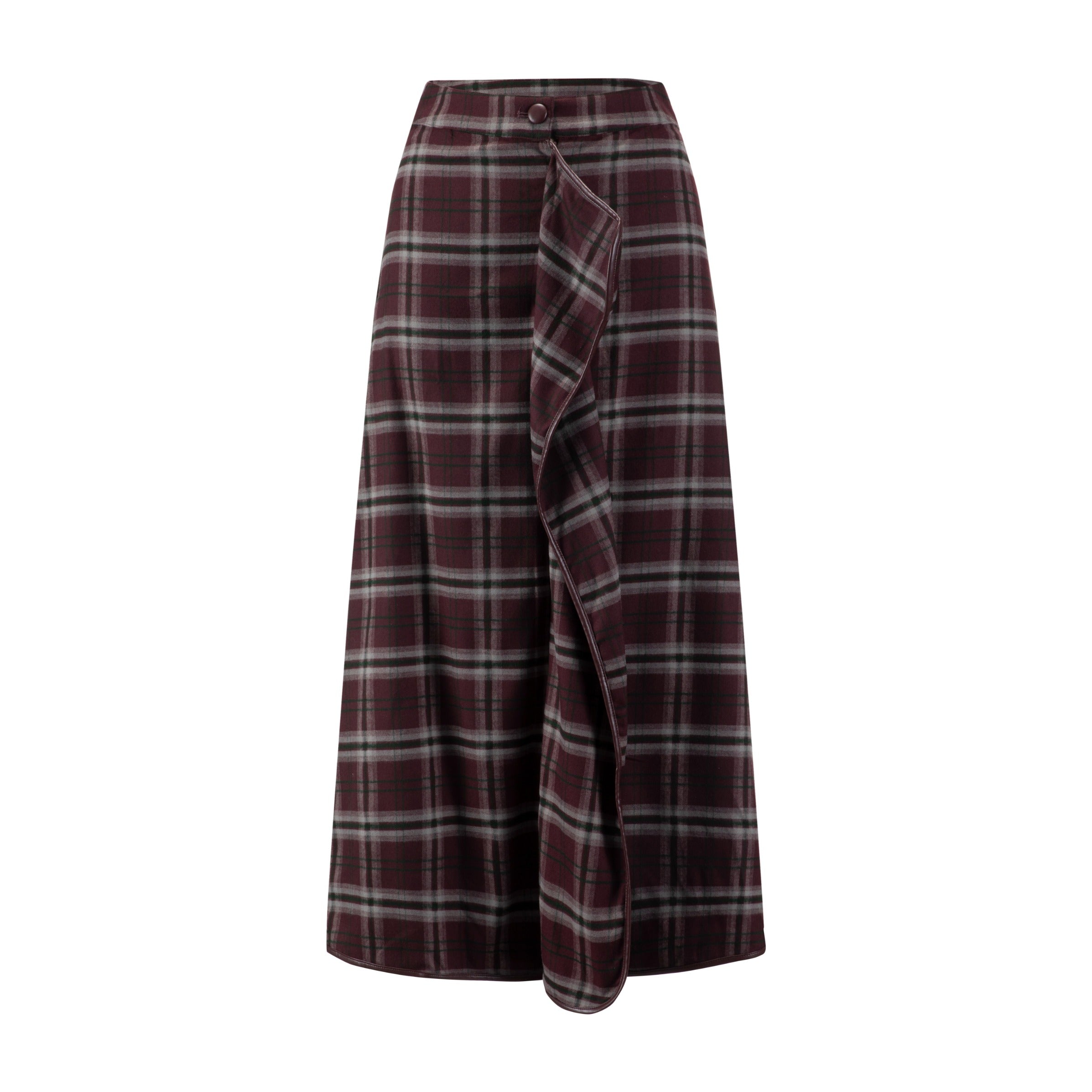 Burgundy Plaid Skirt