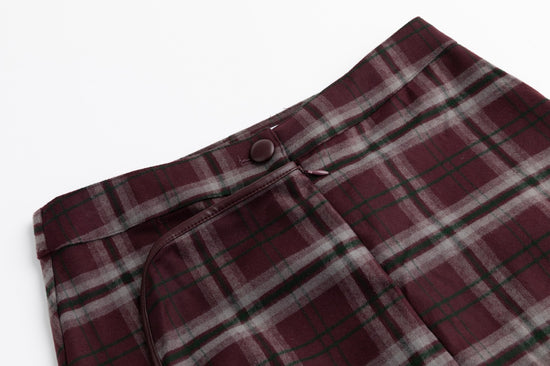 Burgundy Plaid Skirt