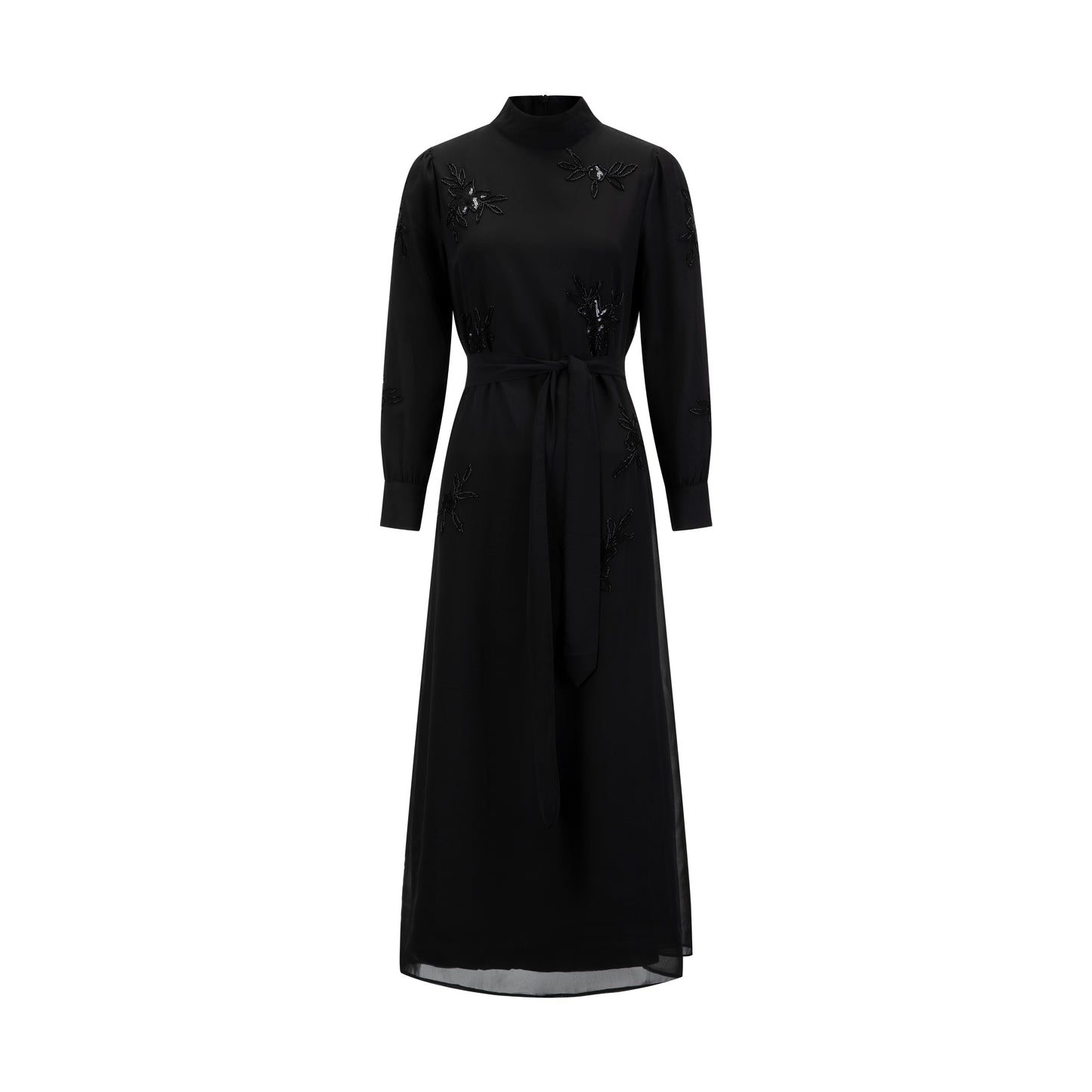 Black Sequin Chiffon Dress