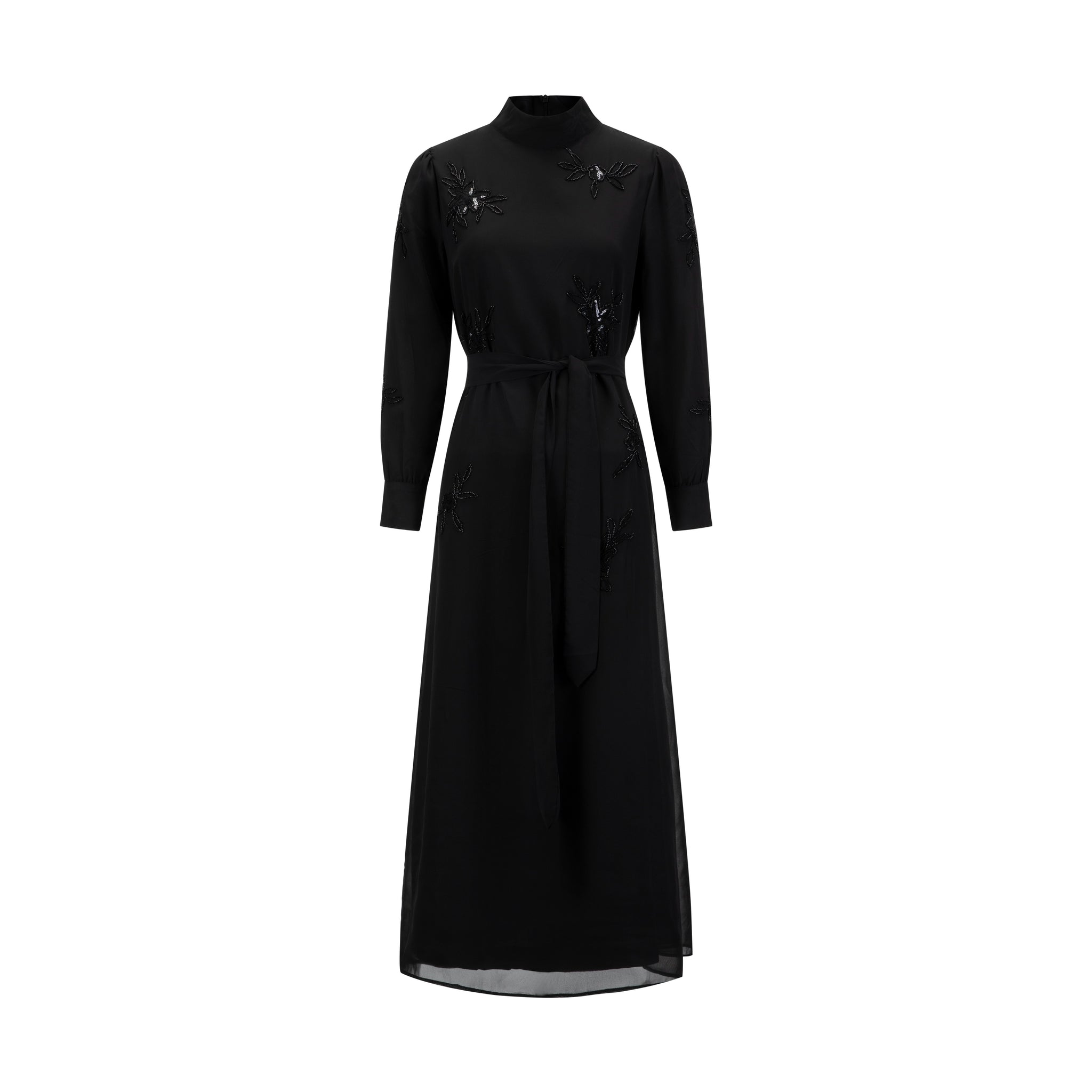 Black Sequin Chiffon Dress
