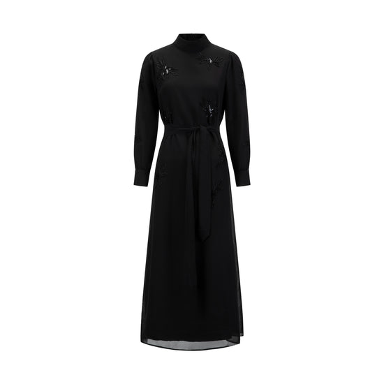 Black Sequin Chiffon Dress