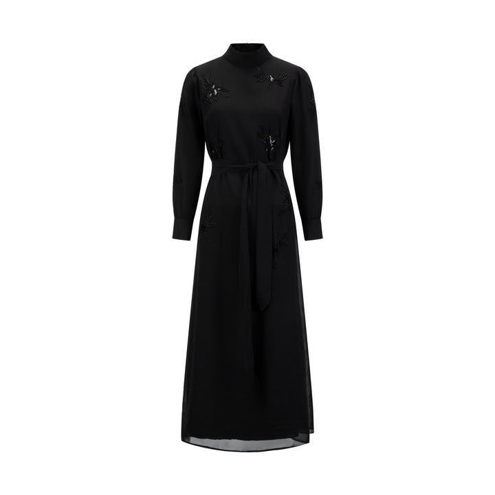 Black Sequin Chiffon Dress