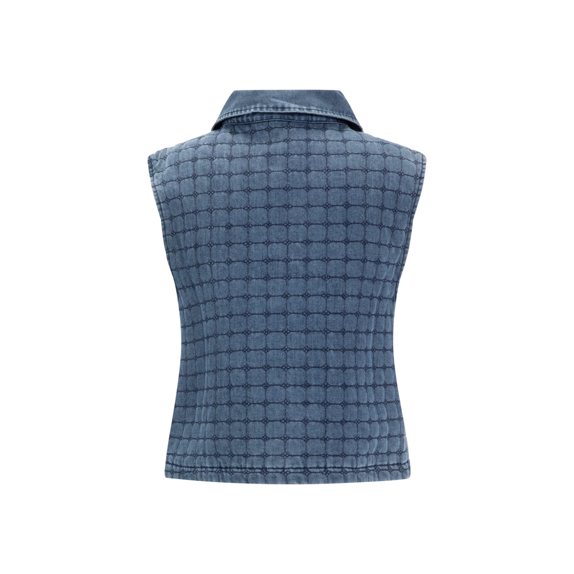 Denim Quilted Vest - Blue
