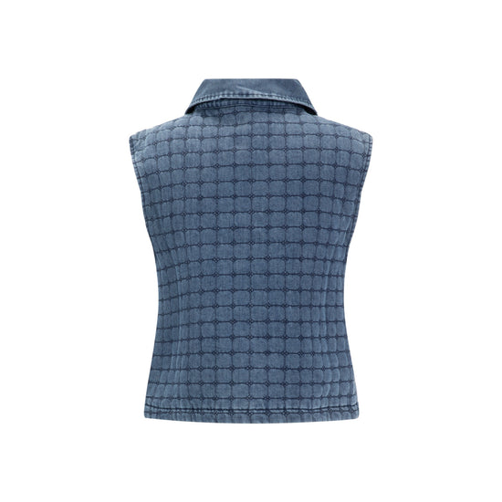 Denim Quilted Vest - Blue
