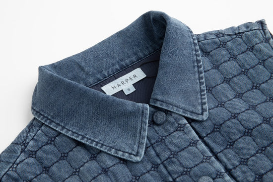 Denim Quilted Vest - Blue