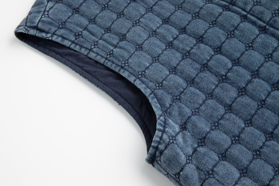 Denim Quilted Vest - Blue