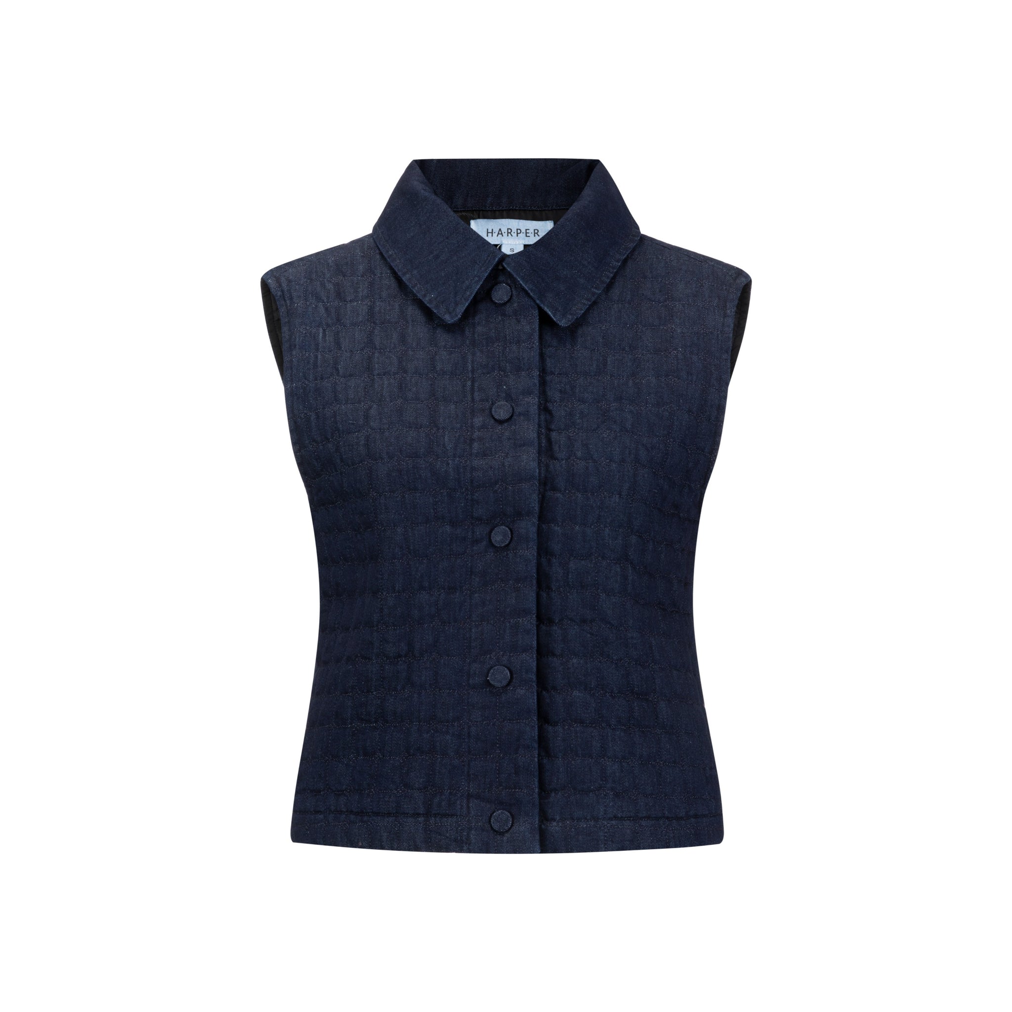 Denim Quilted Vest - Navy