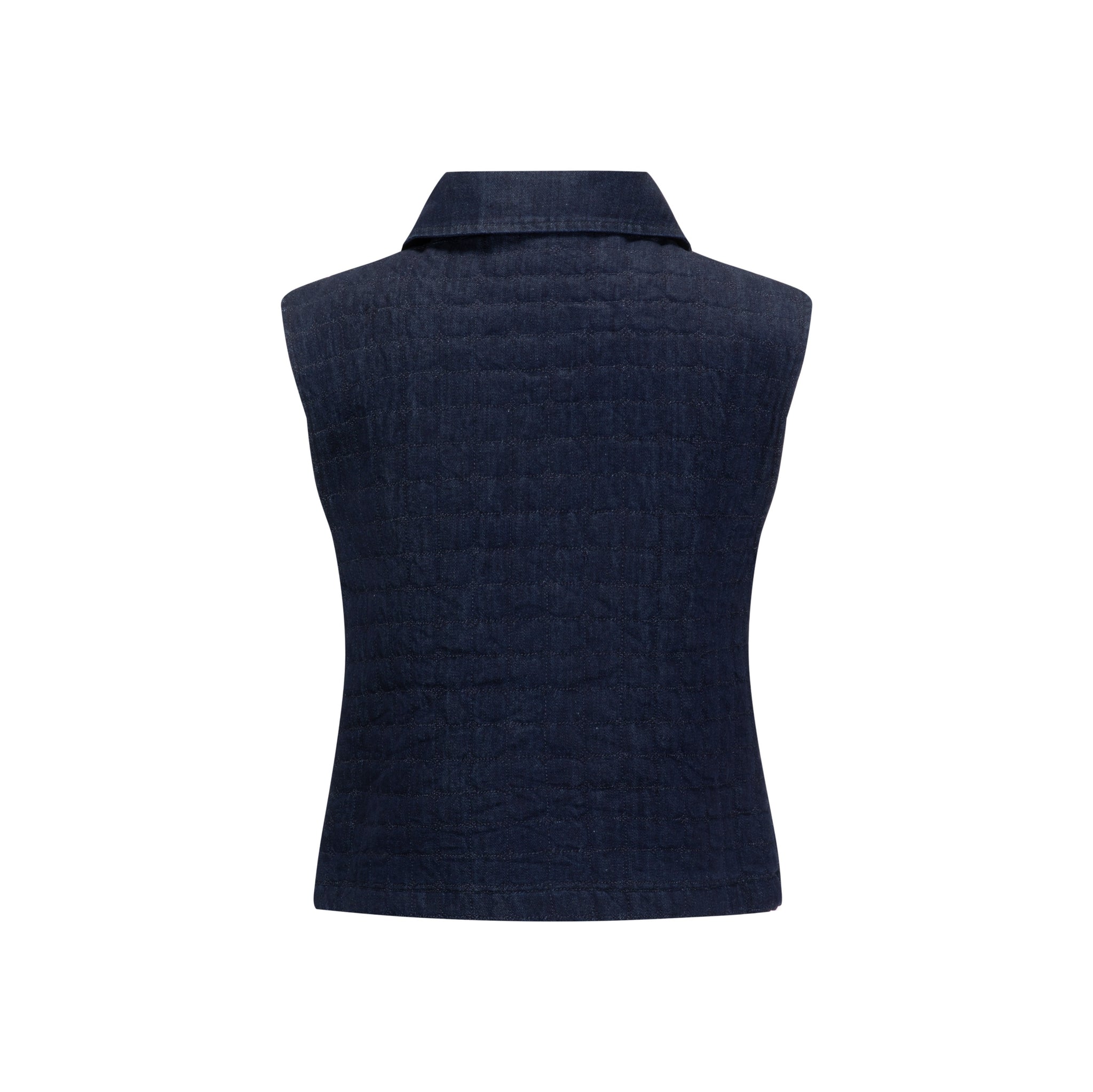 Denim Quilted Vest - Navy