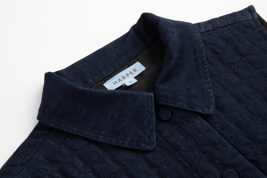 Denim Quilted Vest - Navy