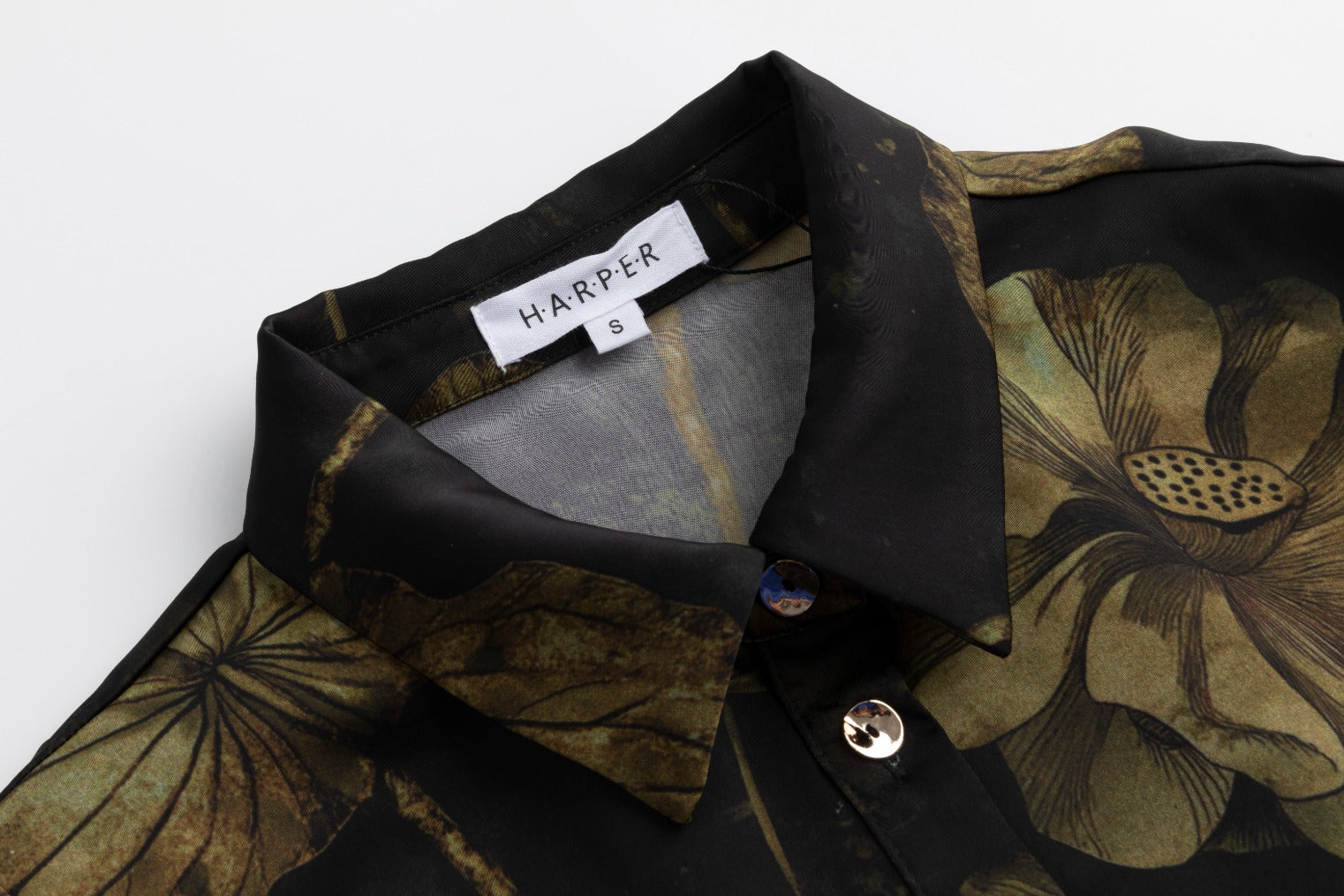 Black And Gold Floral Pleated Dress