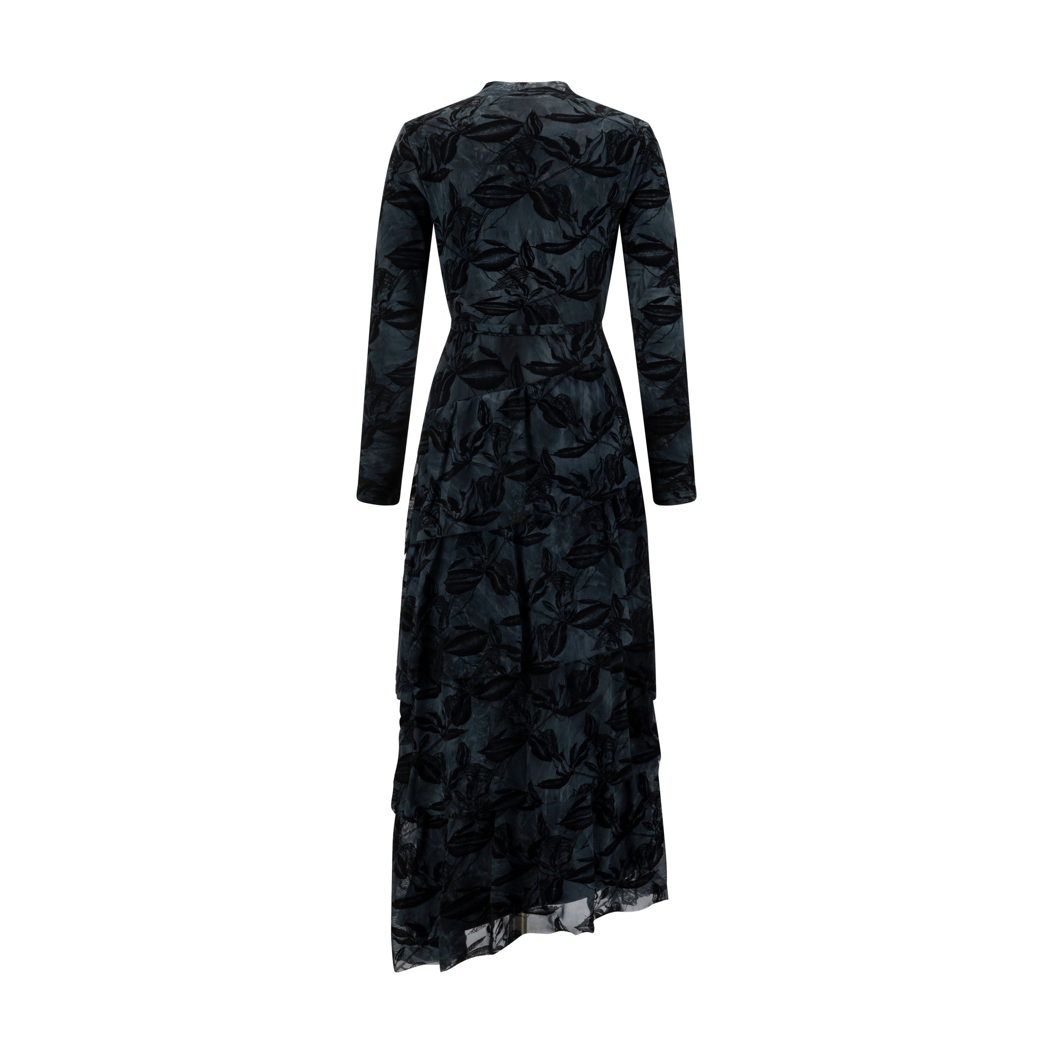 Blue Cut Velvet Floral Layered Dress