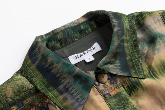 Green Abstract Printed Shirt Dress
