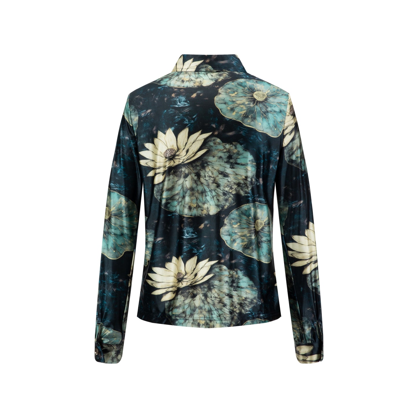 Blue Floral Scuba Stretch Mock Neck