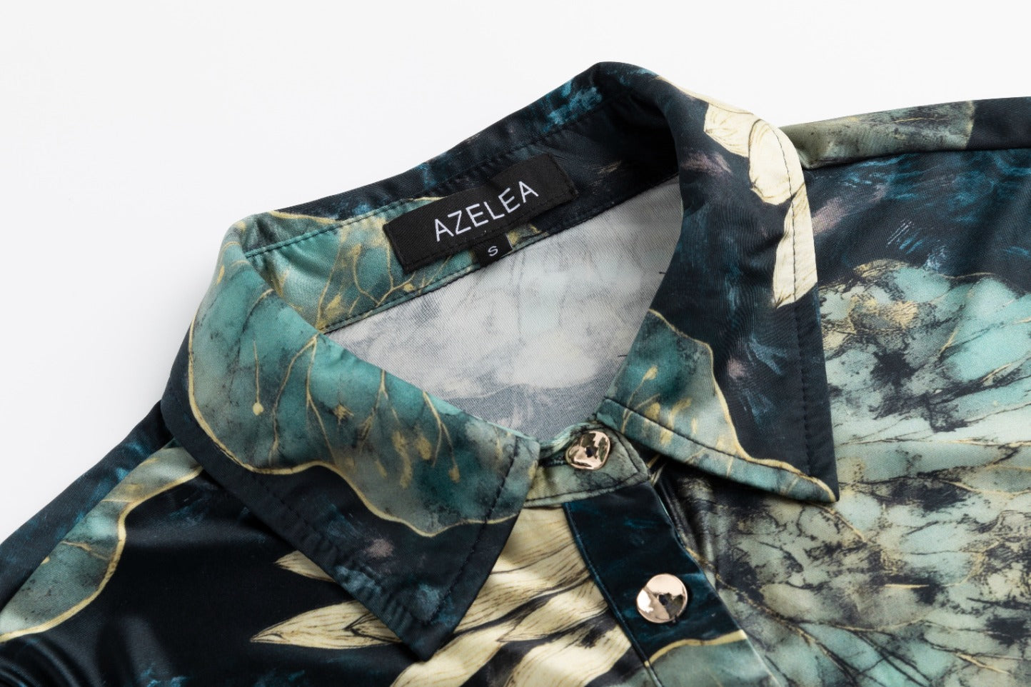 Blue Floral Scuba Stretch Mock Neck