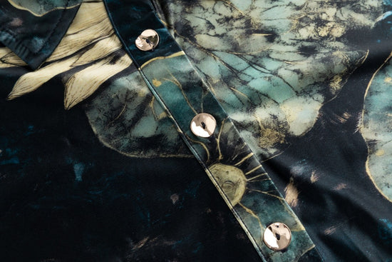 Blue Floral Scuba Stretch Mock Neck