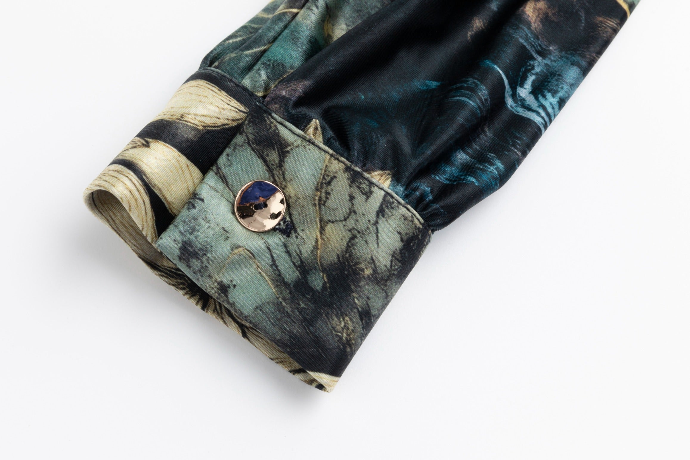 Blue Floral Scuba Stretch Mock Neck