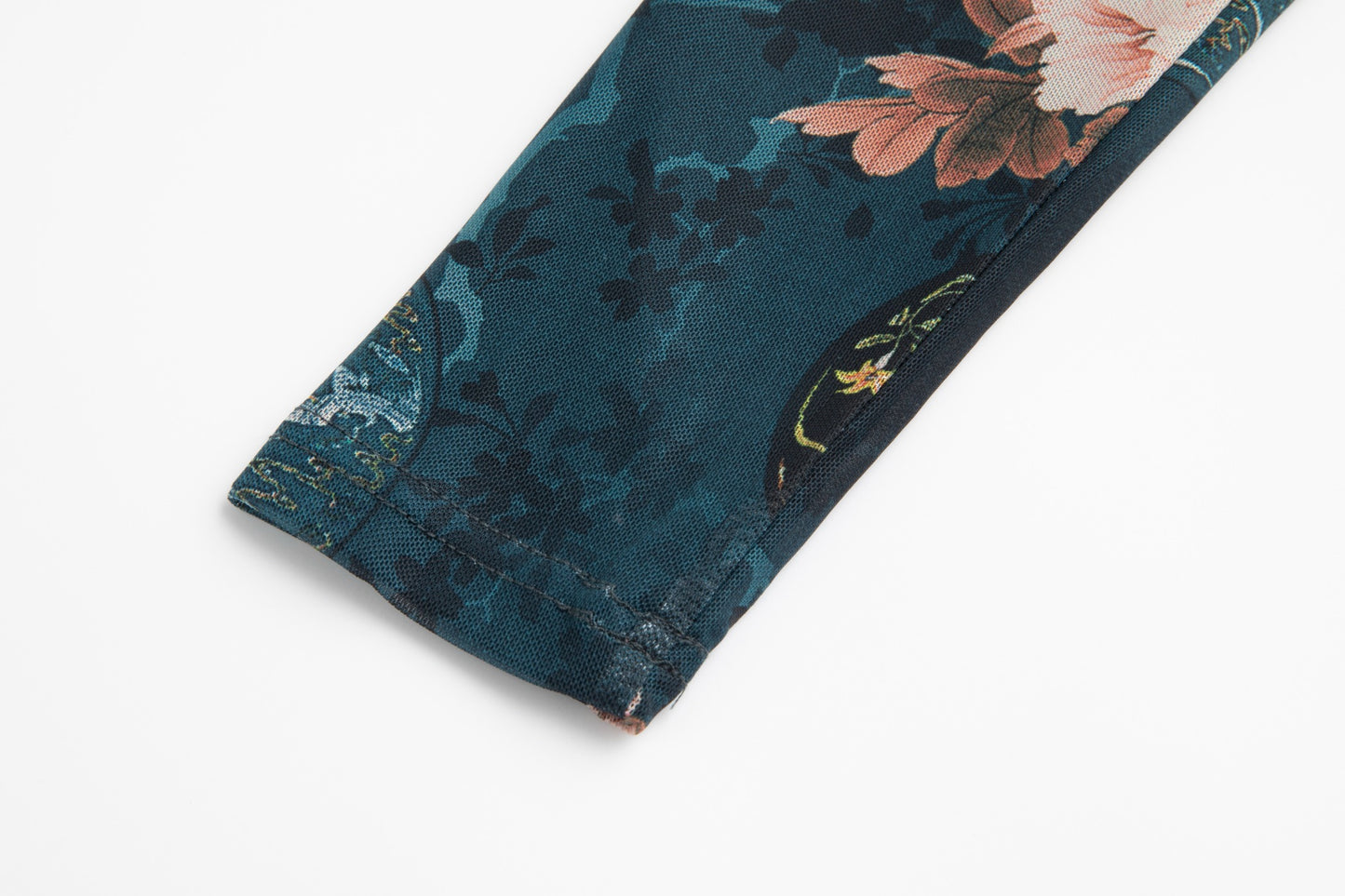 Blue Floral Printed Mock Neck Top