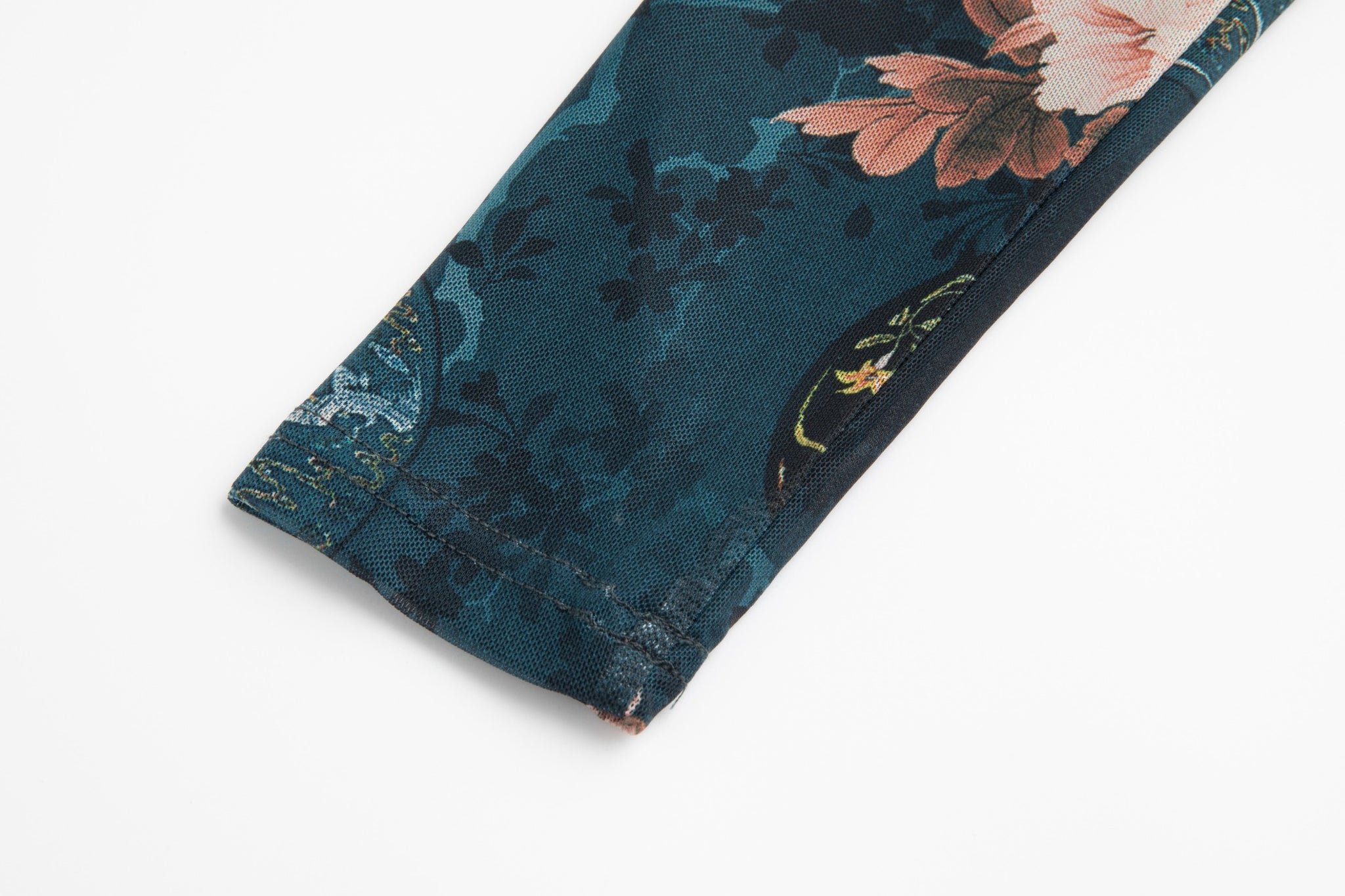 Blue Floral Printed Mock Neck Top