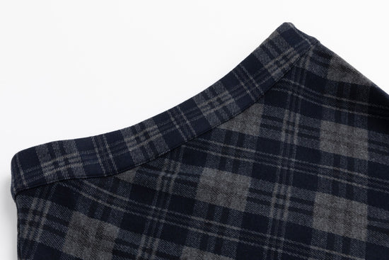 Navy Plaid Fringed Skirt