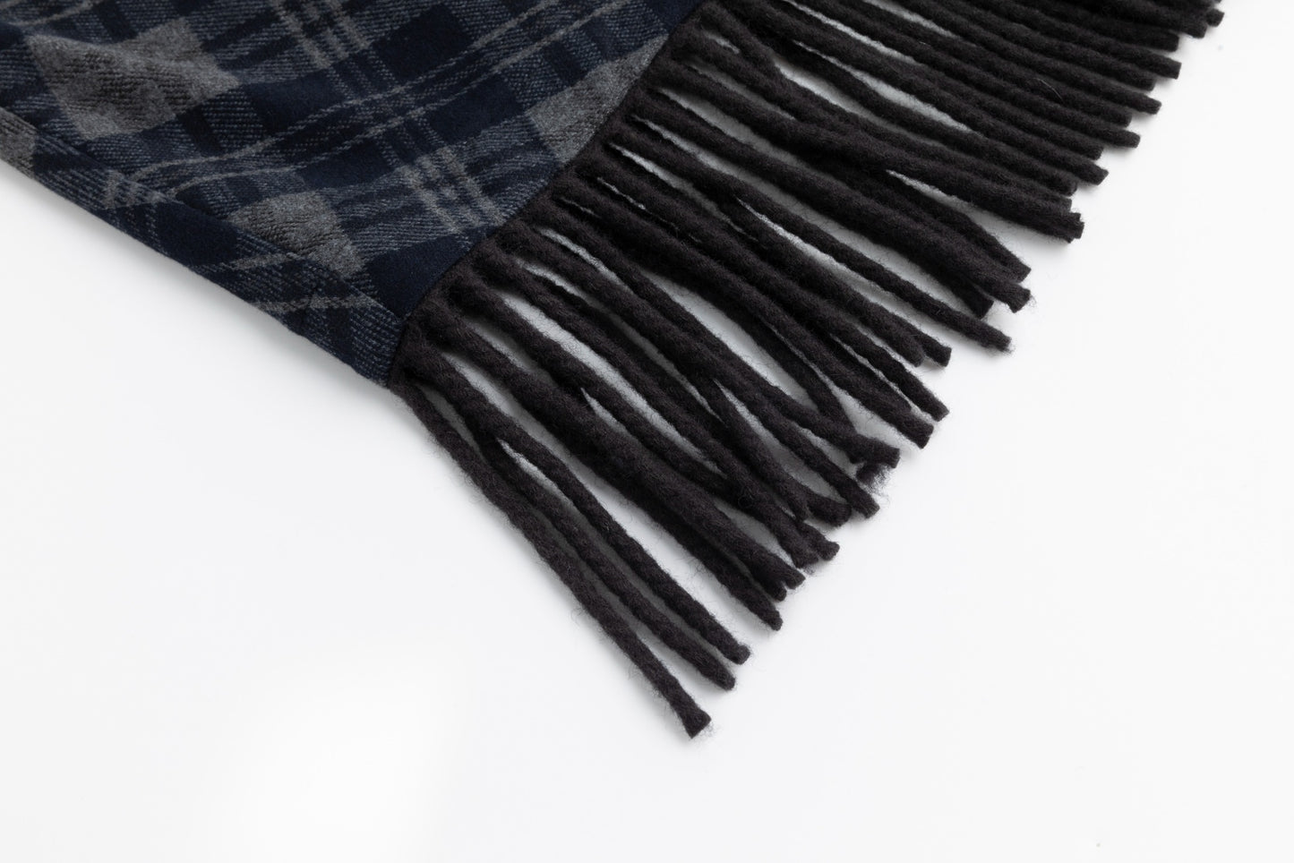 Navy Plaid Fringed Skirt