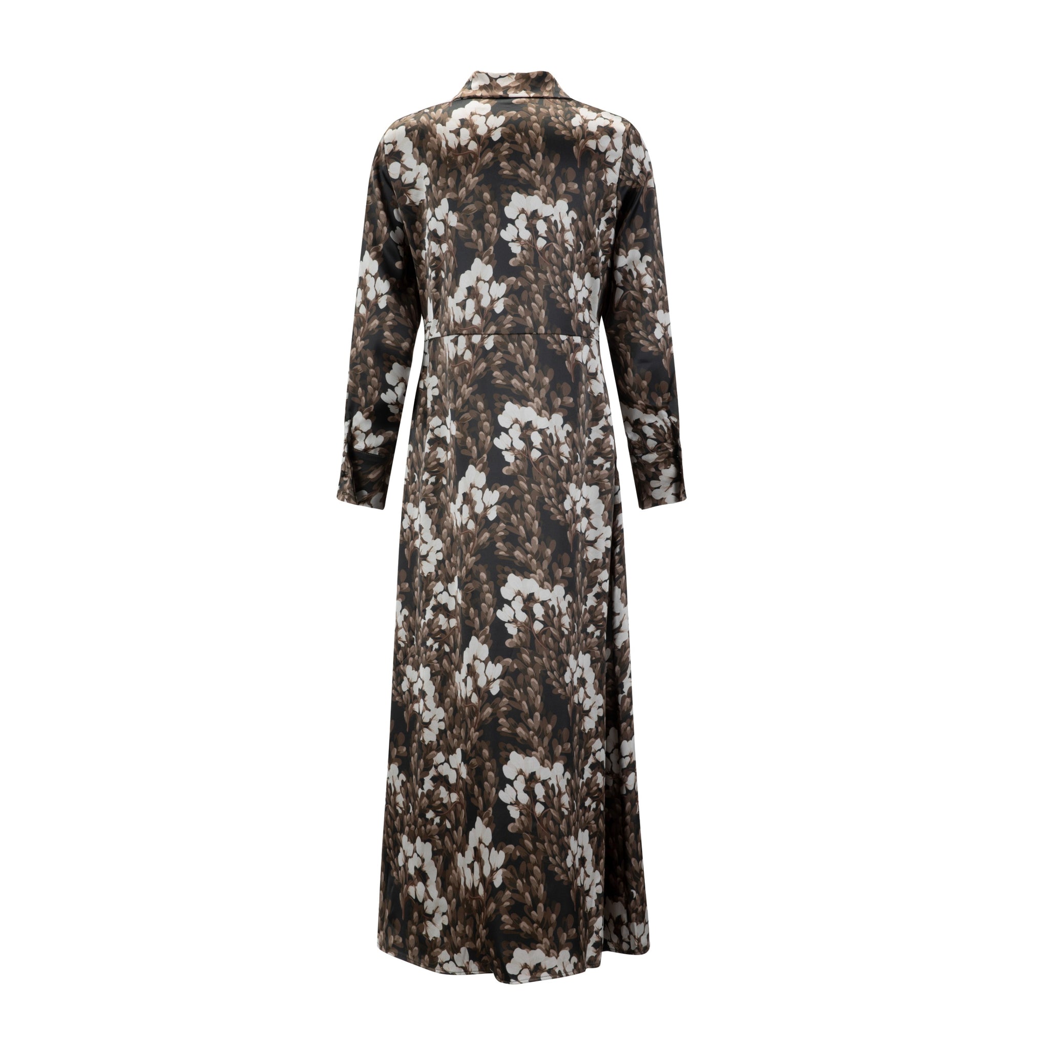 Brown Printed Belted Dress