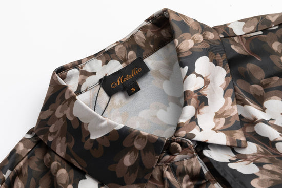 Brown Printed Belted Dress