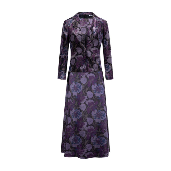 Purple Floral Printed Two Piece Dress