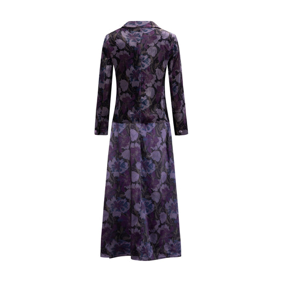 Purple Floral Printed Two Piece Dress
