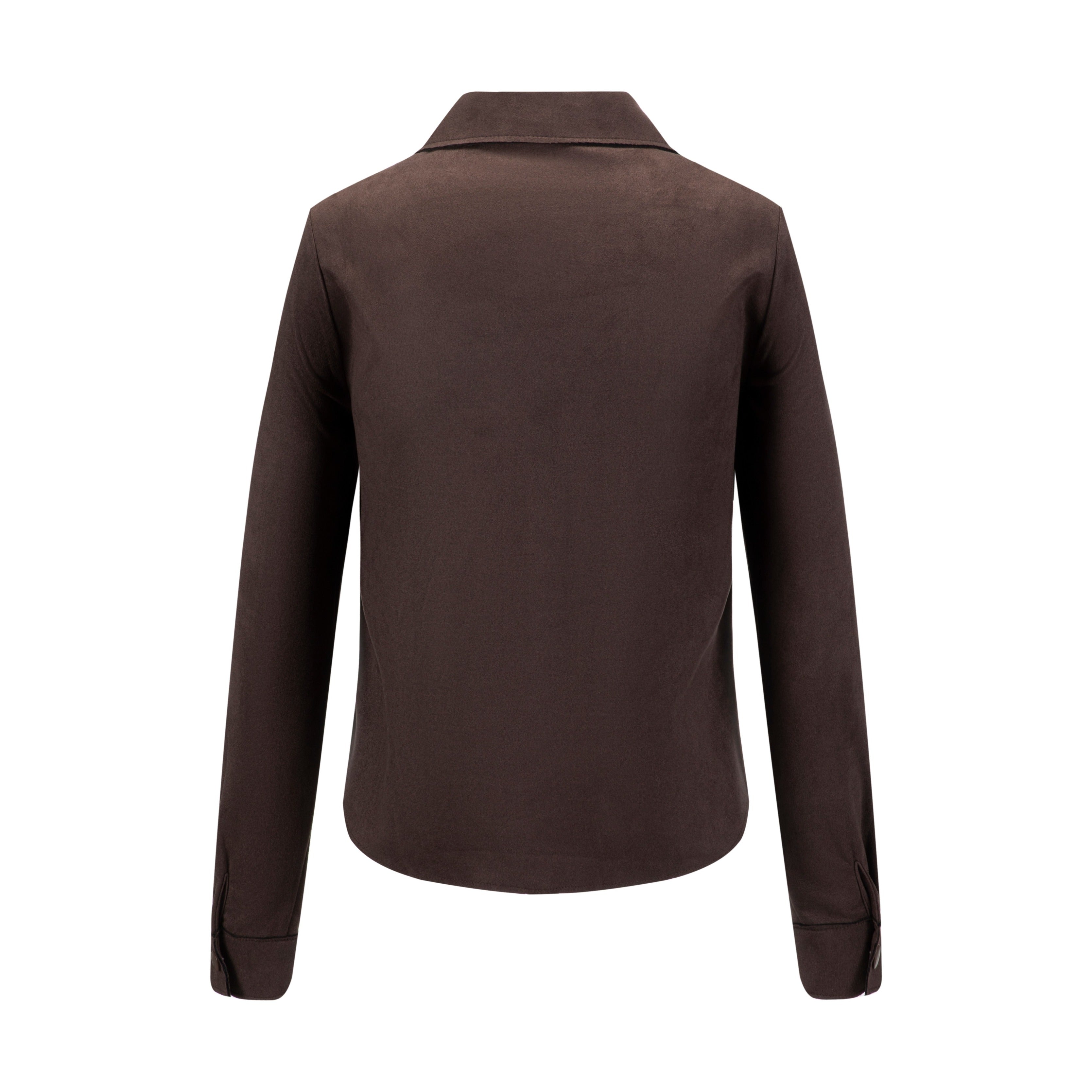 Suede Button Down Top - Brown